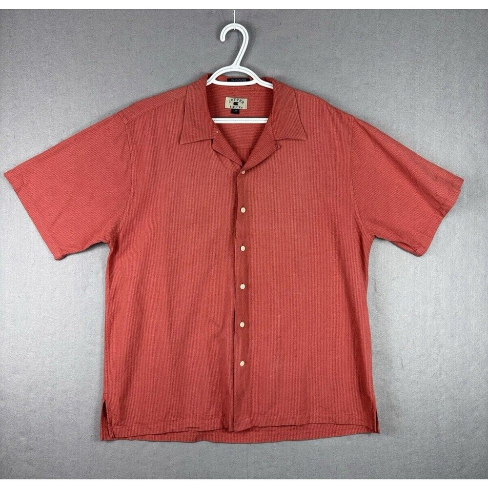 Cutter & Buck Shirt Men's L Rust Colored Short Sleeve Button Up Collared